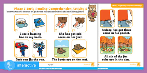 Interactive PDF: Phase 4 Early Reading Comprehension Activity 3