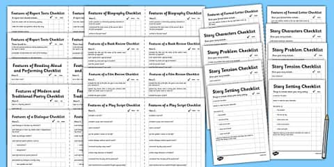 Features of Story Writing Checklist Pack