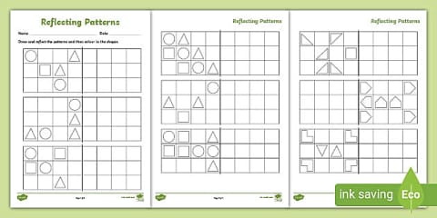 Reflection of Shapes Worksheet Pack