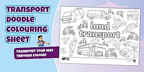 Land Transport Colour and Count Worksheet