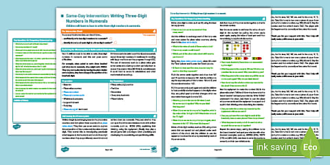 Year 3 Maths Same-Day Intervention Plan: Identifying the Previous and ...