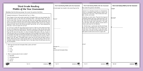Third Grade Beginning of the Year ELA Reading Assessment