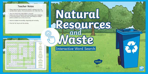 Natural Resources and Waste Word Search