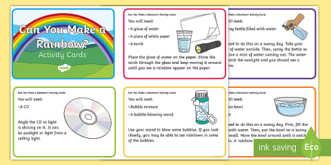 EYFS Make a Rainbow Science Experiment and Prompt Card Pack