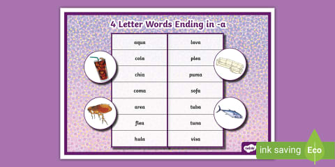 4 Letter Words Ending in -z Word Mat