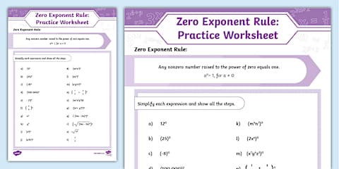 Exponent Laws: Power of a Power Rule - Practice Worksheet