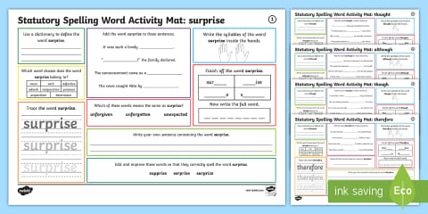 Year 3 and 4 Statutory Spelling Words Activity Mat Pack 4