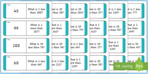 KS2 Finding More or Less 1, 10, 100 Loop Cards