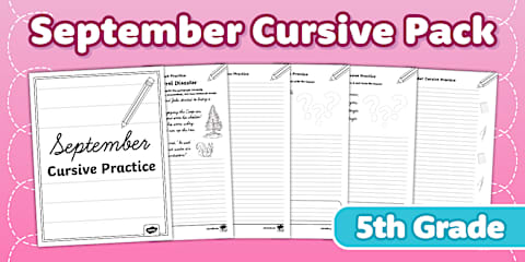 Fifth Grade April Cursive Practice Pack