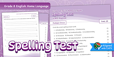 Grade 8 - English Home Language - Writing Assessment (CAPS Aligned)