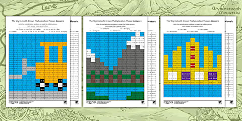 Multiplication Mosaic Christmas Maths Worksheets