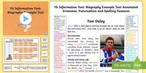 Biography Text Examples Resource Pack