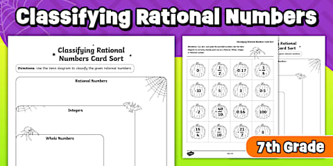 Seventh Grade Math Halloween Classifying Rational Numbers Worksheet