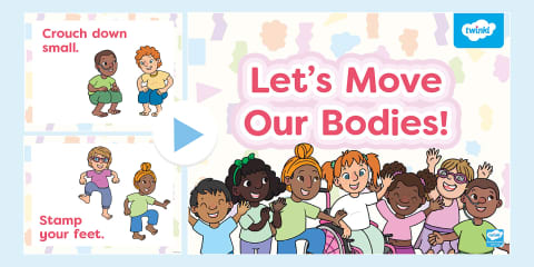 Move Body Sign Picture and Word Colouring Pages: Body Movement