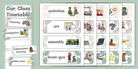 Editable Visual Schedule PowerPoint for Morning Meetings | Botanical