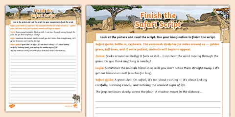 Finish the Australian Wildlife Script Writing Template