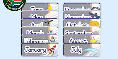Outer Space Theme Days of The Week