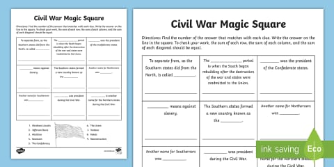 Civil War: North and South Venn Diagram Worksheet