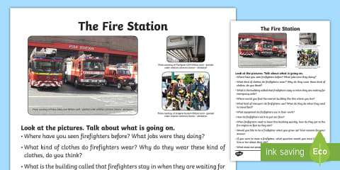 The Fire Station Aistear Oral Language Worksheet