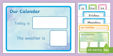 EYFS Watercolour-Themed Daily Calendar and Weather Chart