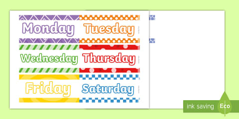 Watercolour-Themed Days of the Week Display Cards