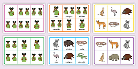Auslan Australian Animals Matching Activity