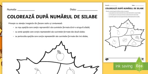 Mărul Colorează După Numărul De Silabe Teacher Made
