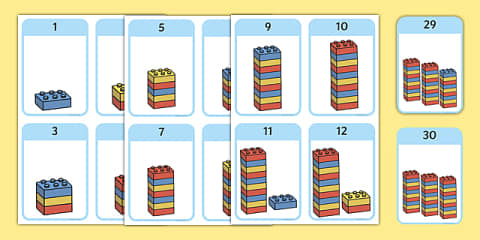Build a Tower 1 to 30 Building Block Number Cards - Build A Tower 1-20 ...