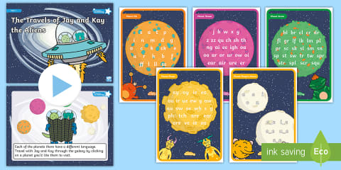 Phonics Screening Levels 2-5 Real and Alien Words Interactive Display Pack