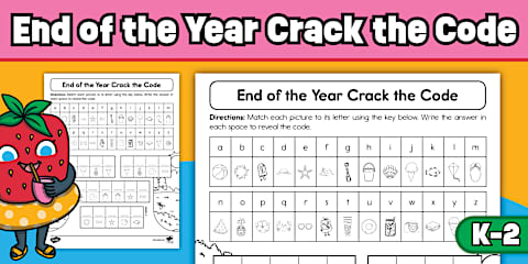 Second Grade Spring Addition and Subtraction Crack the Code Math Worksheet