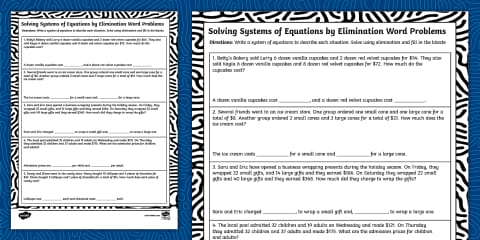 Eighth Grade Solving Systems of Equations by Elimination Maze Worksheet