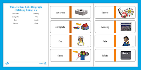 Middle East Phase 5 Real a-e Split Digraph Words Matching Cards