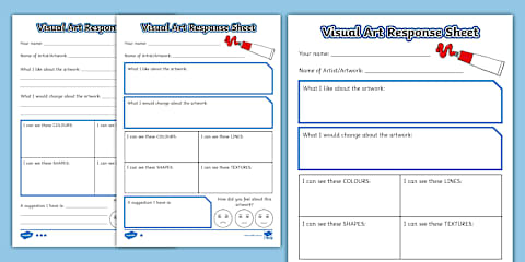 My Art Reflection Self Assessment Sheet