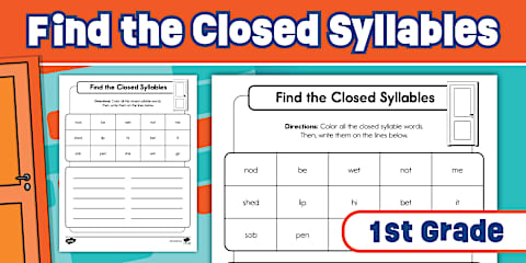 First Grade Closed Syllable Words Puzzles
