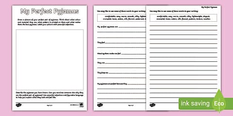 Design Your Own Onesie Pyjamas Worksheet