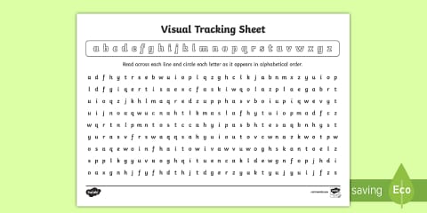 Visual Perception Tracking Worksheet