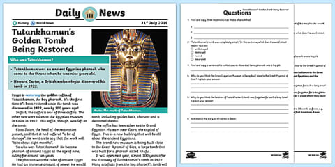 Discovering Tutankhamun's Tomb Writing Frame