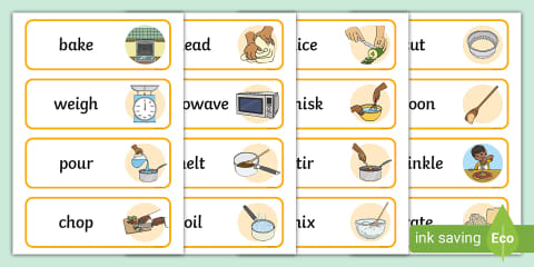 Cooking Vocabulary Word Cards