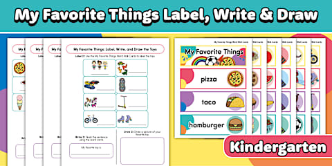 Prekindergarten All About Me: My Favorite Things Worksheets