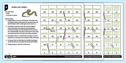 Recognising Place Value 3-Digit Numbers Board Game