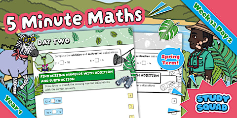 Study Squad 5 Minute Maths - Year 1 Spring - Week 12 Day 3