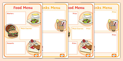 Menu Writing Frames