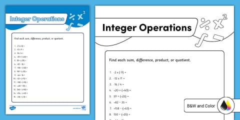 Seventh Grade Order of Operations With Integers Error Analysis Worksheet