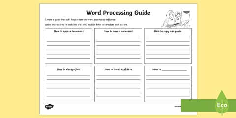 Editable Computer Clues: Word Processing Worksheet for K-2nd Grade
