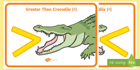 Crocodile Themed Greater Than & Less Than Signs