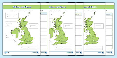 Countries of the United Kingdom and Surrounding Seas Labelling Worksheet
