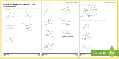 Calculate Missing Angles on a Straight Line Maths Activity Sheets