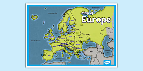Map of Europe with Flags Display Poster