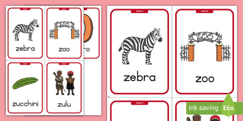 Initial z Sound Playing Cards