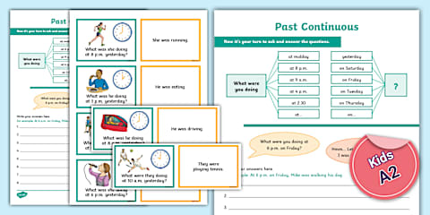 ESL Past Continuous Conversation Cards [Kids, A2]